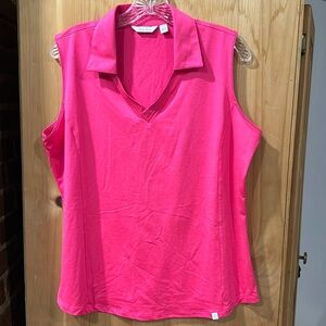 Like-New Lady Hagen L Pink Sleeveless V-Neck Collared Active/Golf/Tennis Shirt